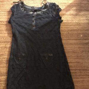 EN FOUCUS STUDIOS BRAND NAVY DRESS MIDI POKA DOT